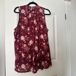 Torrid Floral Mesh Smocked Mock Neck Top - Size 2